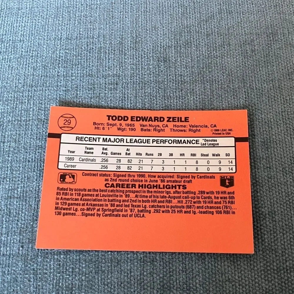 1990 Donruss St. Louis Cardinals Rated Rookie Baseball Card Trading Card